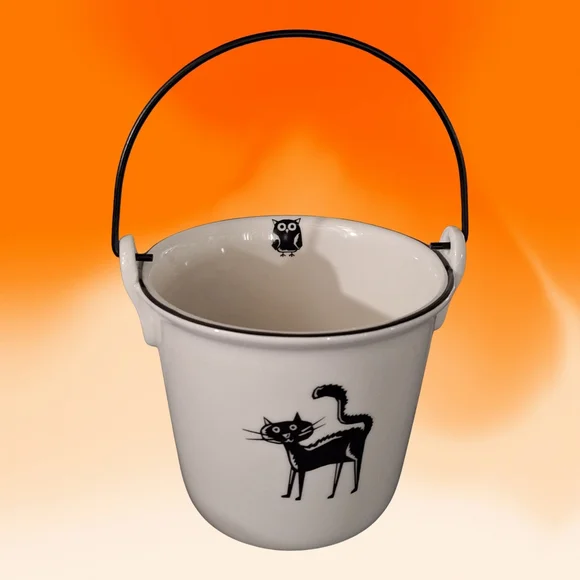 🍊Halloween Ceramic Bucket with Black Cat Design - Picture 1 of 4